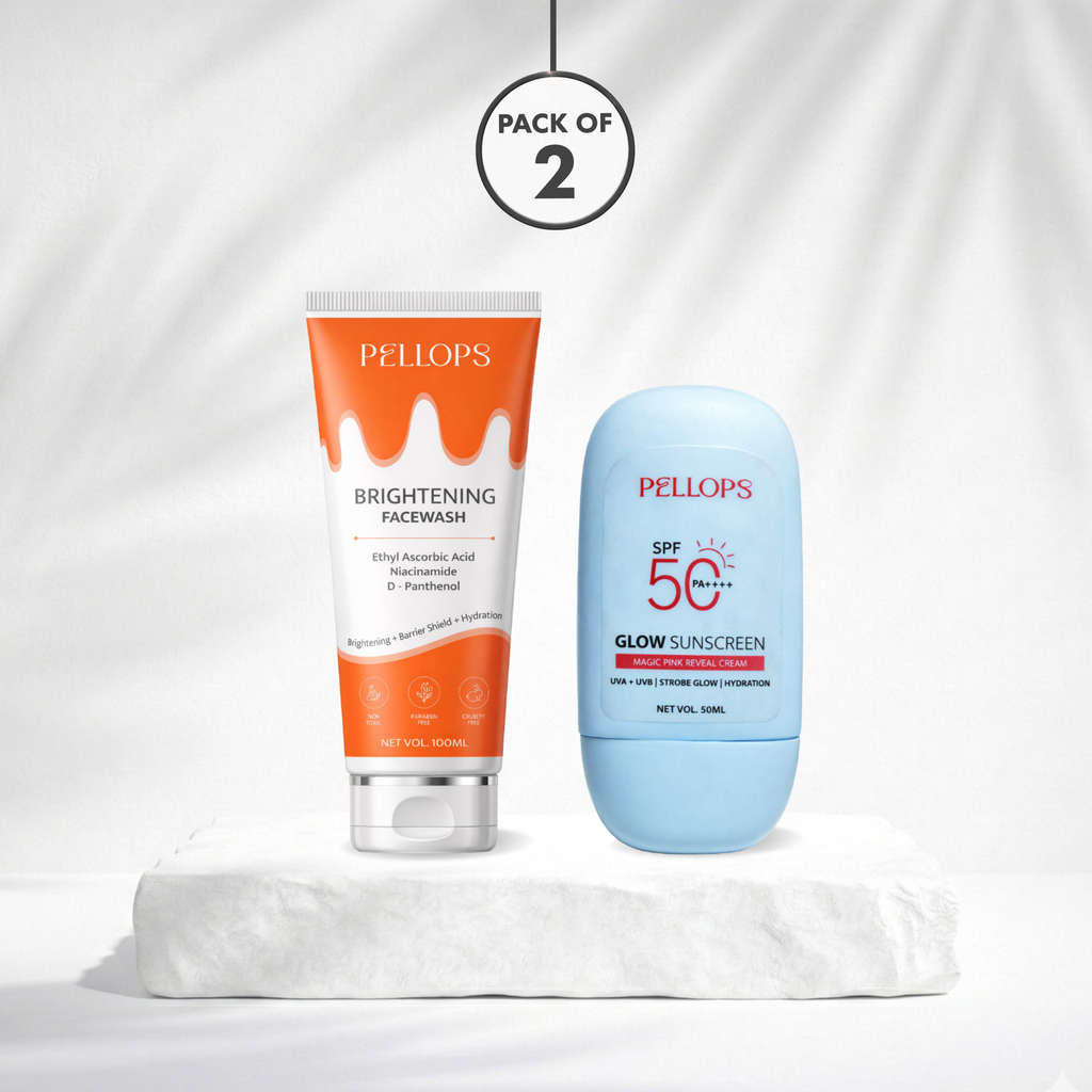 AM Glow Routine Duo - Brightening Face Wash & SPF 50 Sunscreen Combo | Cleanse & Protect